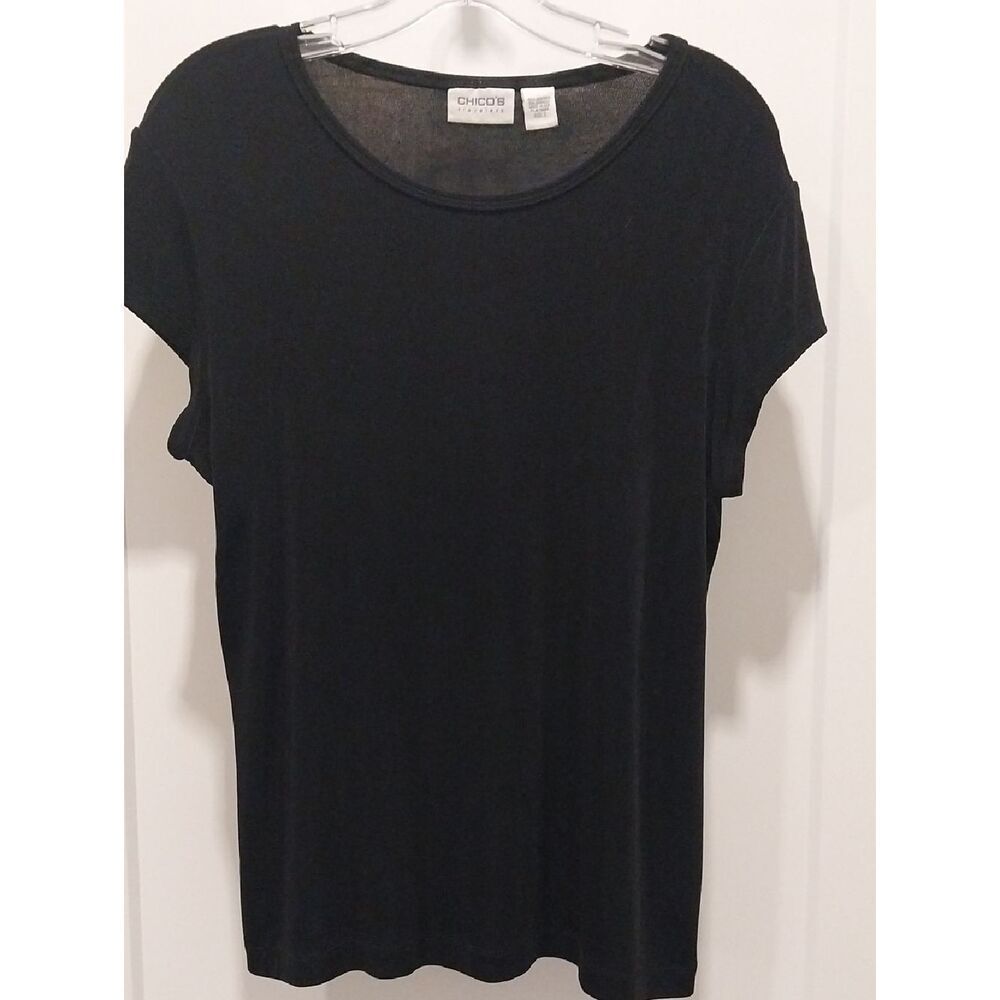 Chico's Black Short Sleeve Scoop Neck Women's Top..Size 2